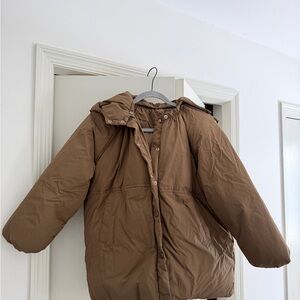 Kids Brown Puffer Coat with Hood